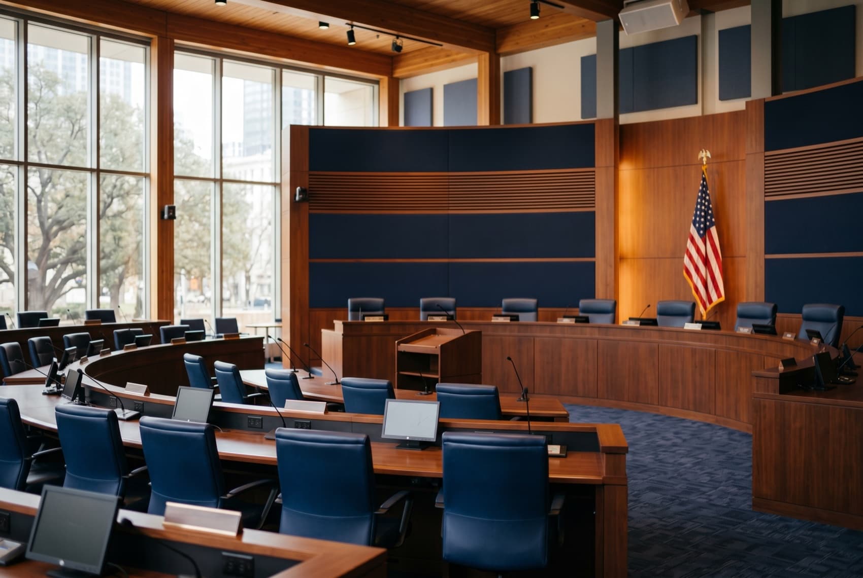 A city council chamber — the seat of nonpartisan municipal government
